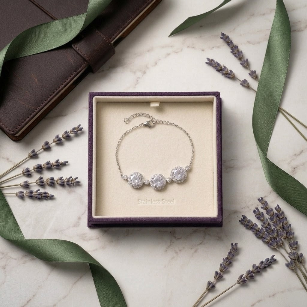 Trinity Bezel Bracelet - Elegant Imitation Jewelry | Floral Petal