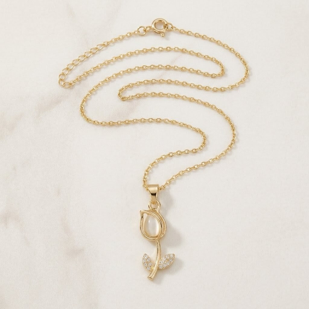 Lumina Gold Tulip Pendant Necklace | Floral Petal