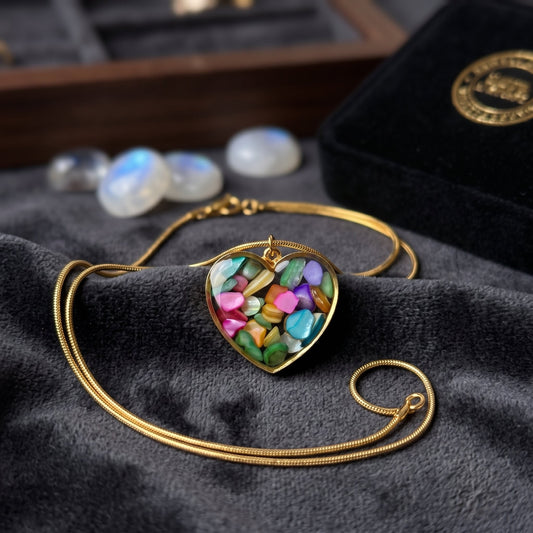 Confetti Glow Heart Pendant | Floral Petal Necklace