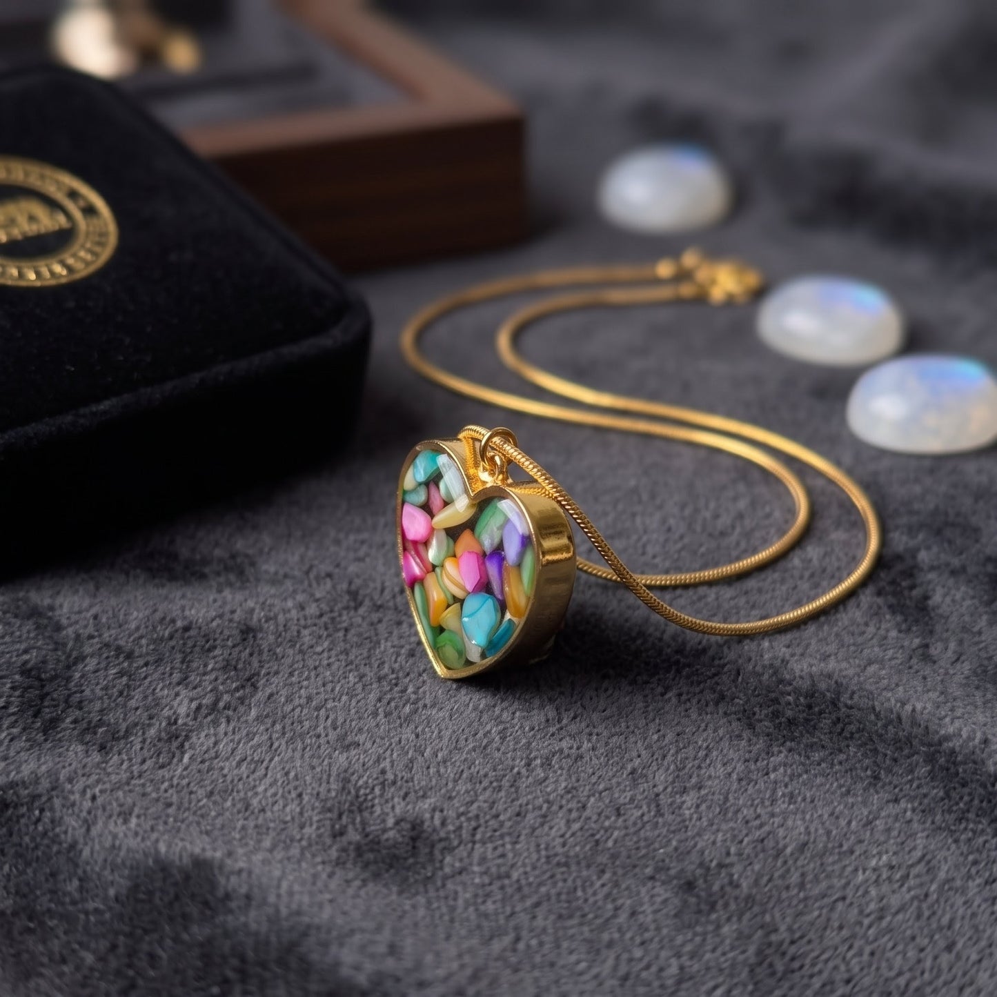 Confetti Glow Heart Pendant | Floral Petal Necklace