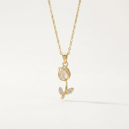 Lumina Gold Tulip Pendant Necklace | Floral Petal