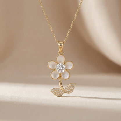White Blossom Dew Floral Petal Pendant