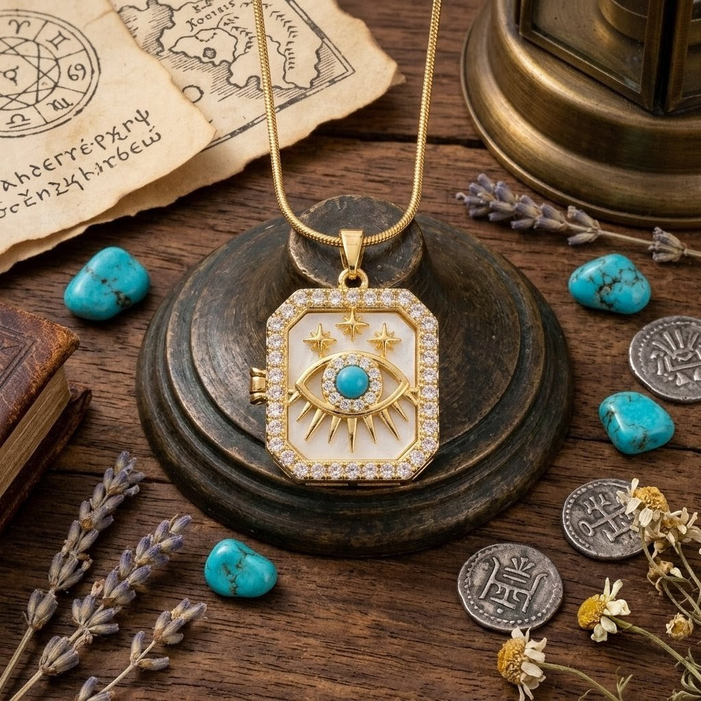 Divine Eye Chain Pendant | Floral Petal Protection Necklace
