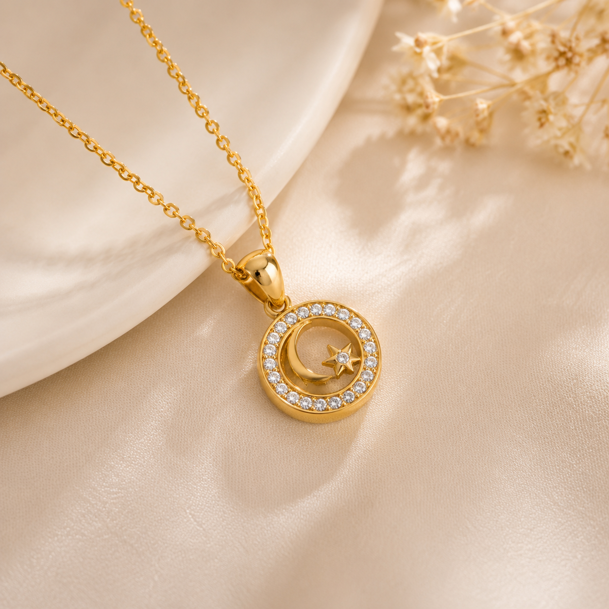 Divine Moon Pendant | Floral Petal