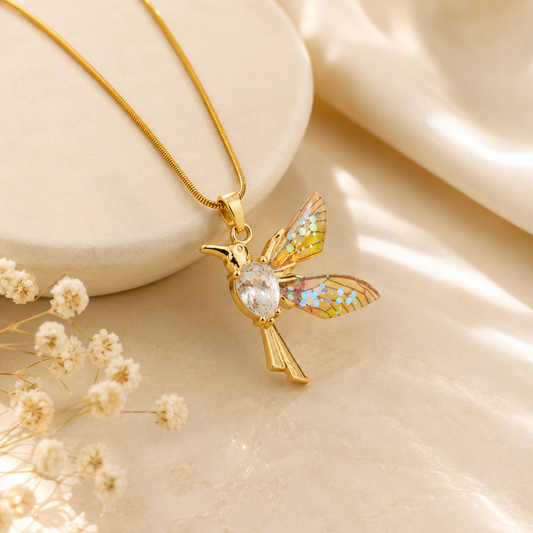 Glitter Wing Bird Pendant Necklace for Women | Elegant Sparkling Jewelry