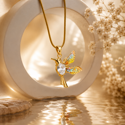 Glitter Wing Bird Pendant Necklace for Women | Elegant Sparkling Jewelry
