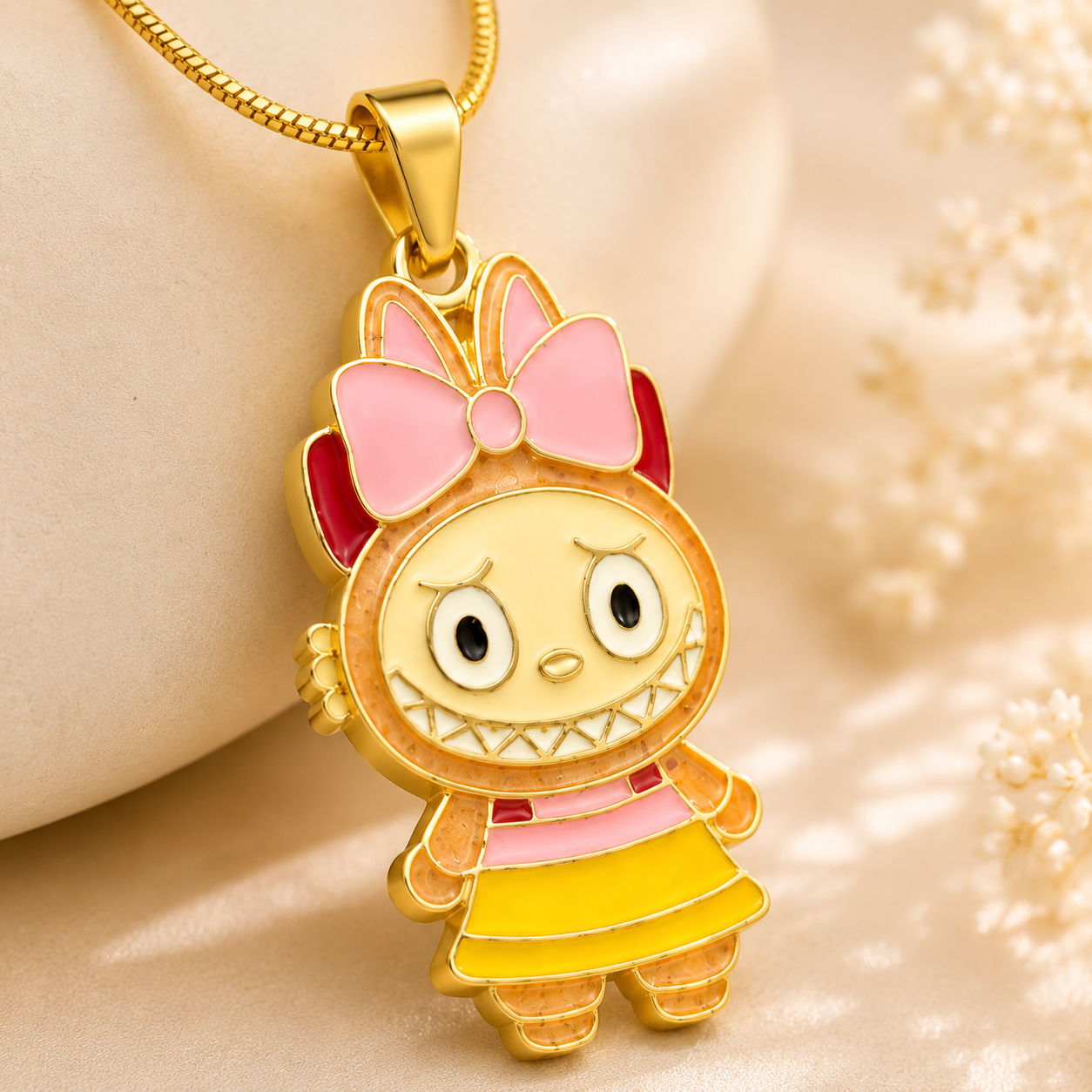 Labubu Floral Petal Doll Pendant | Cute Plush Bag Charm