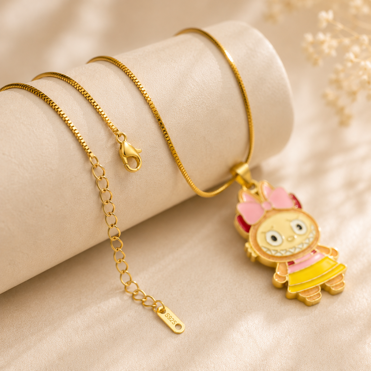Labubu Floral Petal Doll Pendant | Cute Plush Bag Charm
