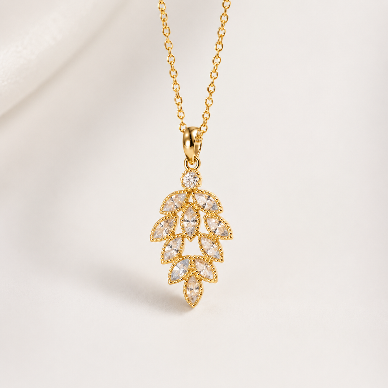 Golden Willow Pendant | Floral Petal Gold Necklace