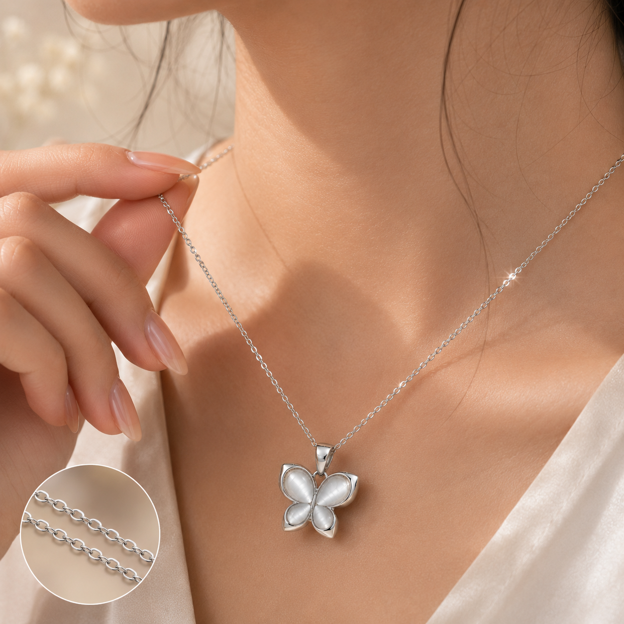 Silver Inlay Butterfly Pendant | Sterling Silver Jewelry