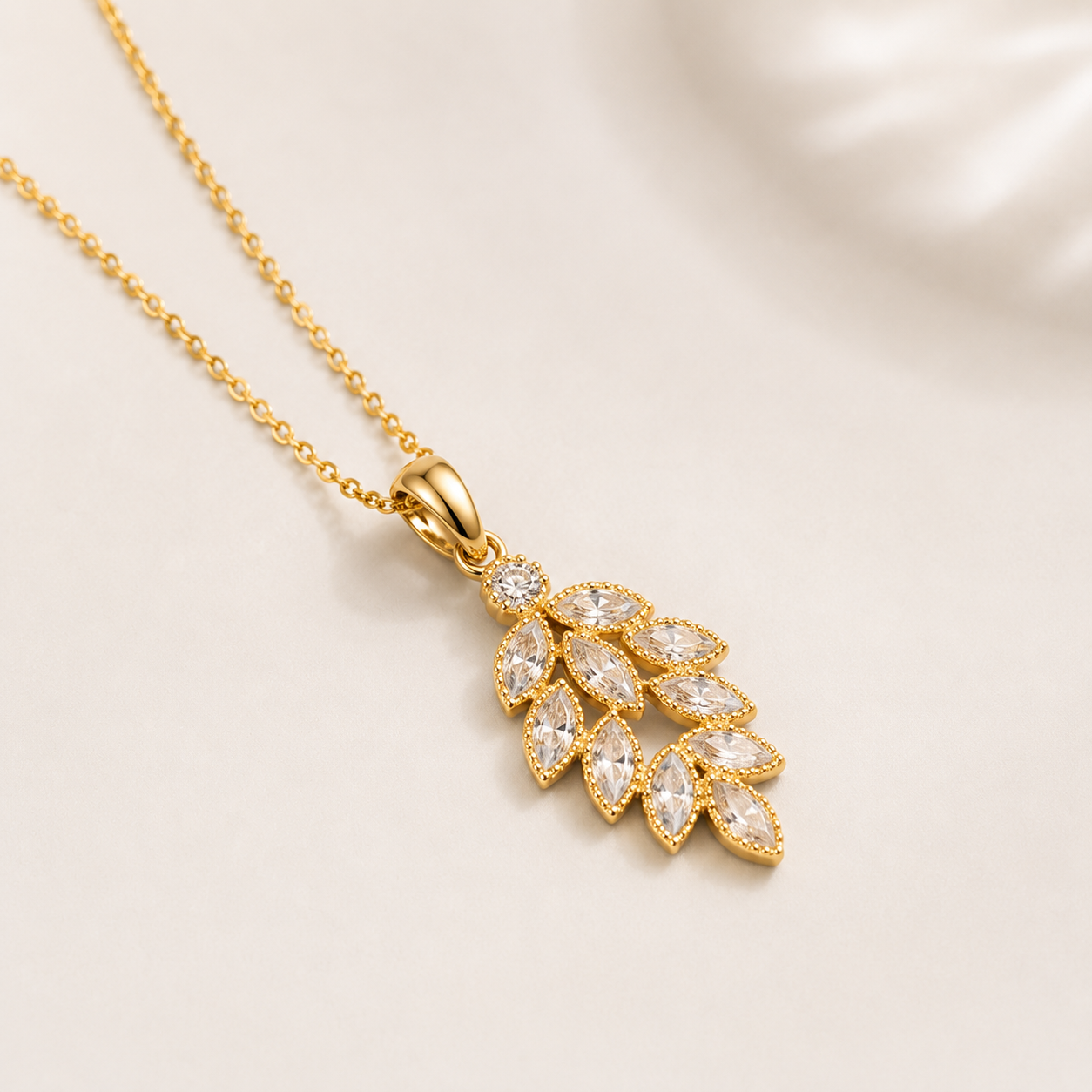 Golden Willow Pendant | Floral Petal Gold Necklace