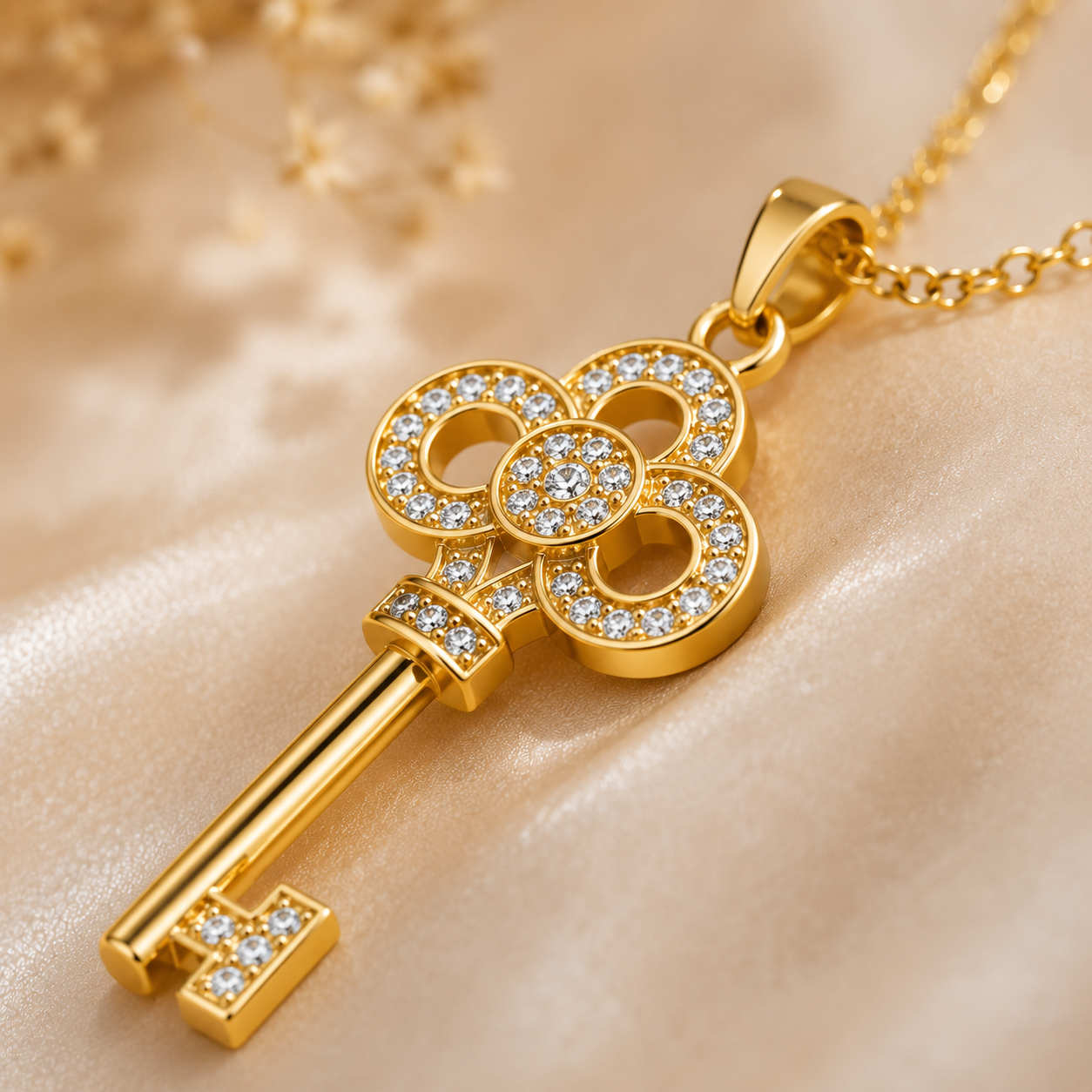 Crystal Key Pendant Necklace for Women | Elegant Sparkling Jewelry