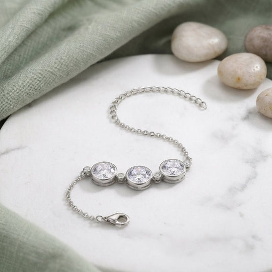 Trinity Bezel Bracelet - Elegant Imitation Jewelry | Floral Petal