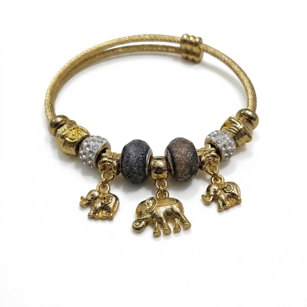 Imperial Elephant Bracelet - Antique Kada Bangle | Floral Petal