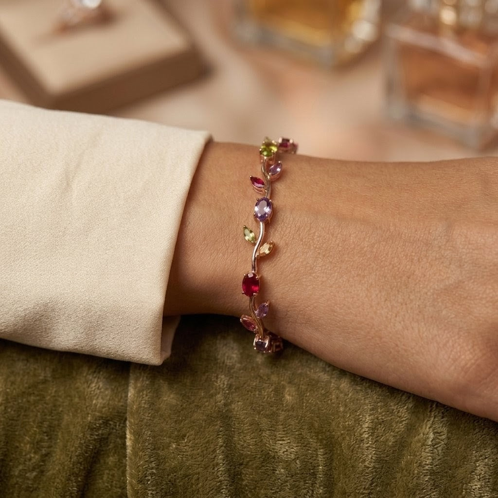 Fairy Meadow Bracelet - Delicate Floral Charm Bangle | Floral Petal
