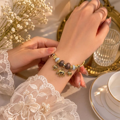 Imperial Elephant Bracelet - Antique Kada Bangle | Floral Petal