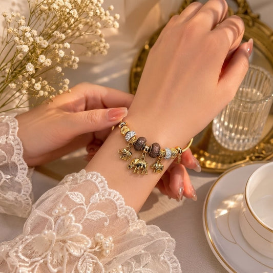 Imperial Elephant Bracelet - Antique Kada Bangle | Floral Petal