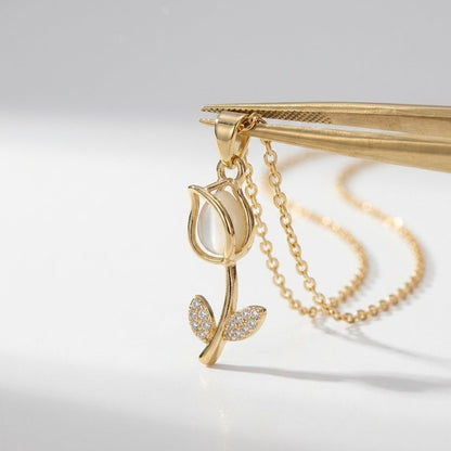 Lumina Gold Tulip Pendant Necklace | Floral Petal