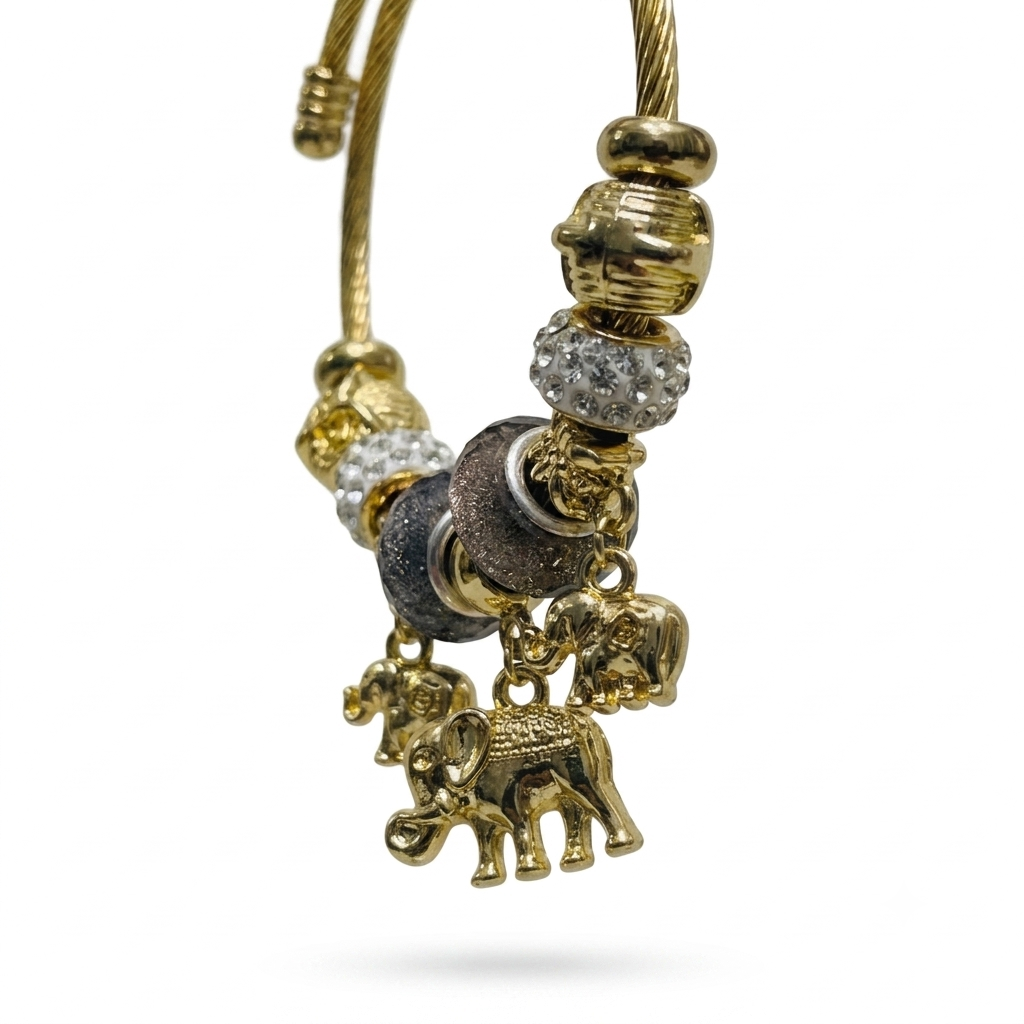 Imperial Elephant Bracelet - Antique Kada Bangle | Floral Petal