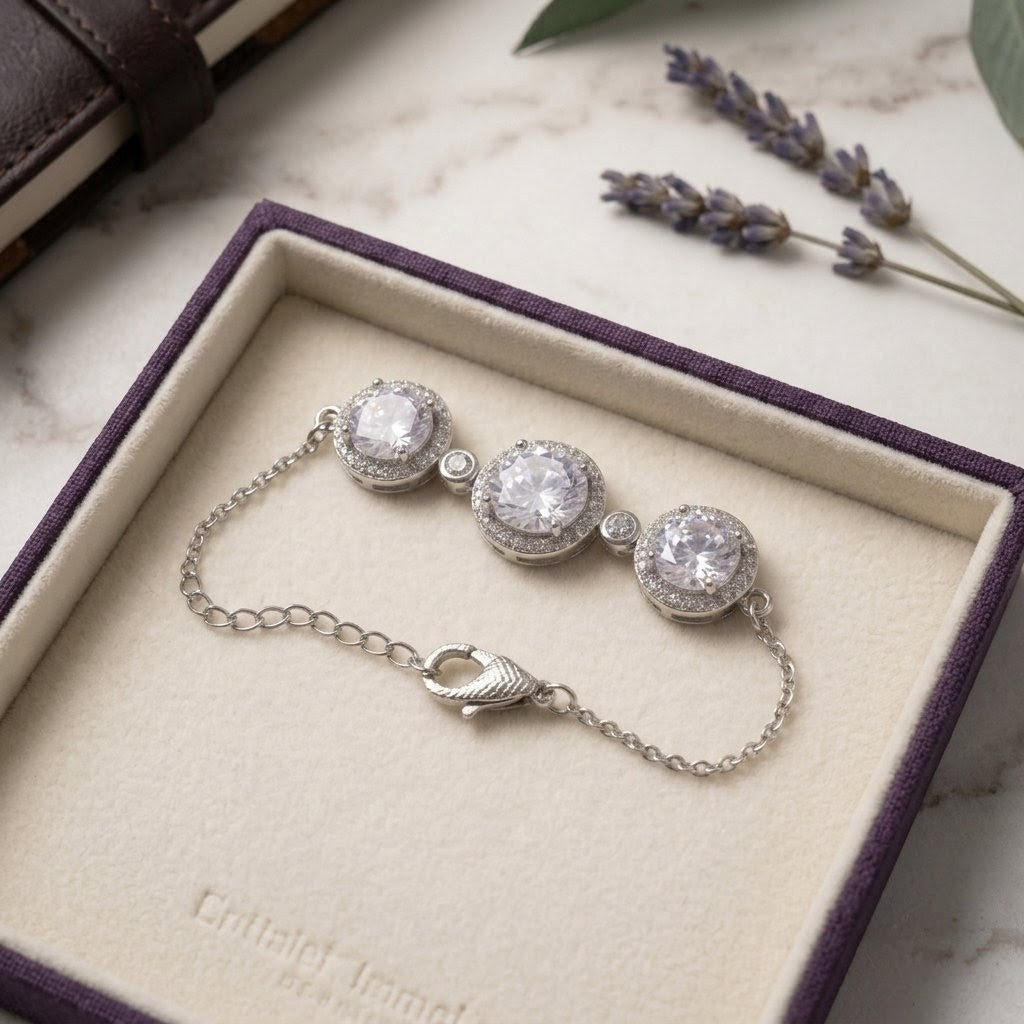 Trinity Bezel Bracelet - Elegant Imitation Jewelry | Floral Petal