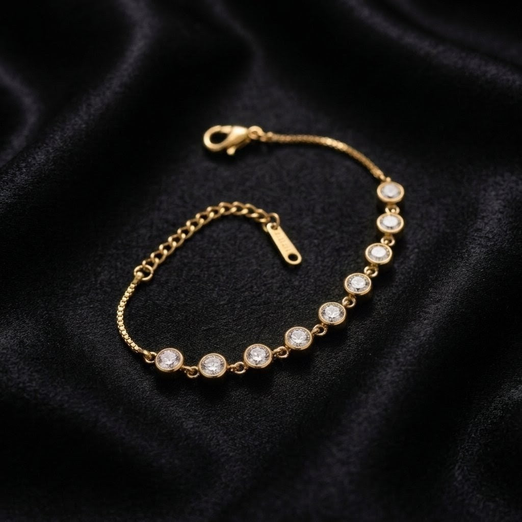 Gilded Dewdrop Bracelet - Elegant Gold Plated Cuff | Floral Petal