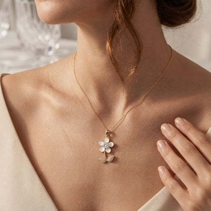 White Blossom Dew Floral Petal Pendant