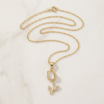 Lumina Gold Tulip Pendant Necklace | Floral Petal