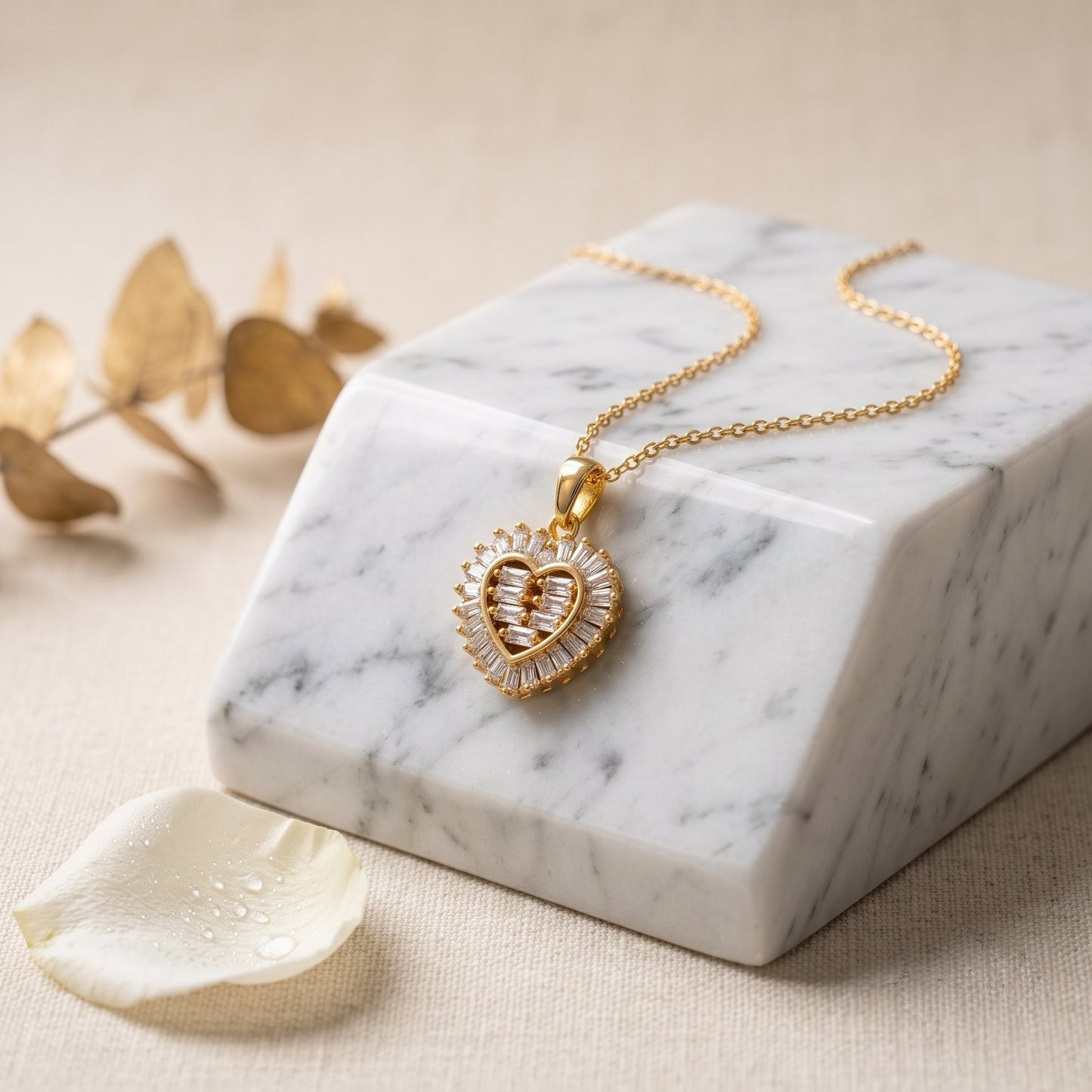Imperial Heart Drop Pendant | Floral Petal