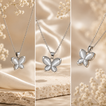 Silver Inlay Butterfly Pendant | Sterling Silver Jewelry