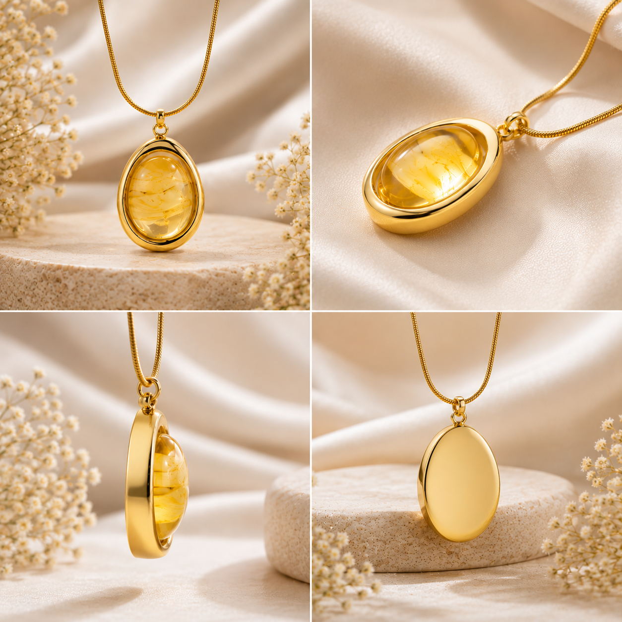 Classic Amber Drop Pendant | Floral Petal