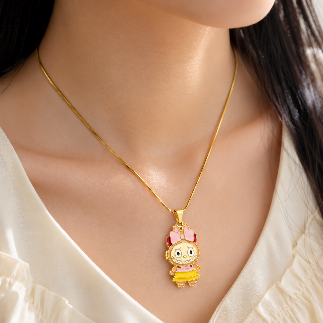 Labubu Floral Petal Doll Pendant | Cute Plush Bag Charm