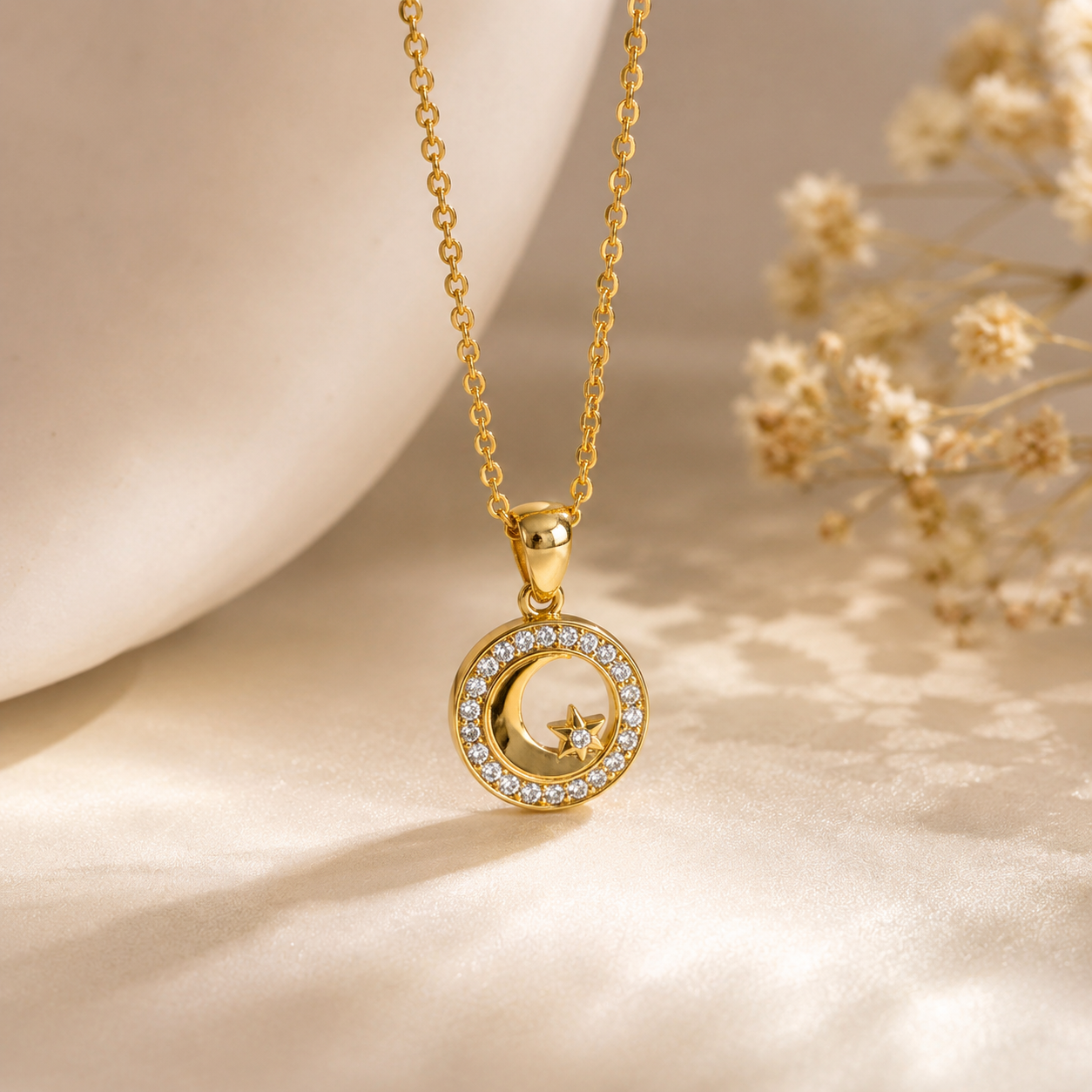 Divine Moon Pendant | Floral Petal