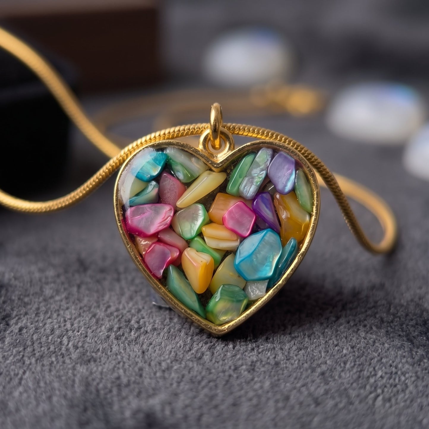 Confetti Glow Heart Pendant | Floral Petal Necklace