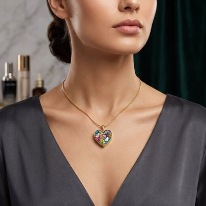 Confetti Glow Heart Pendant | Floral Petal Necklace