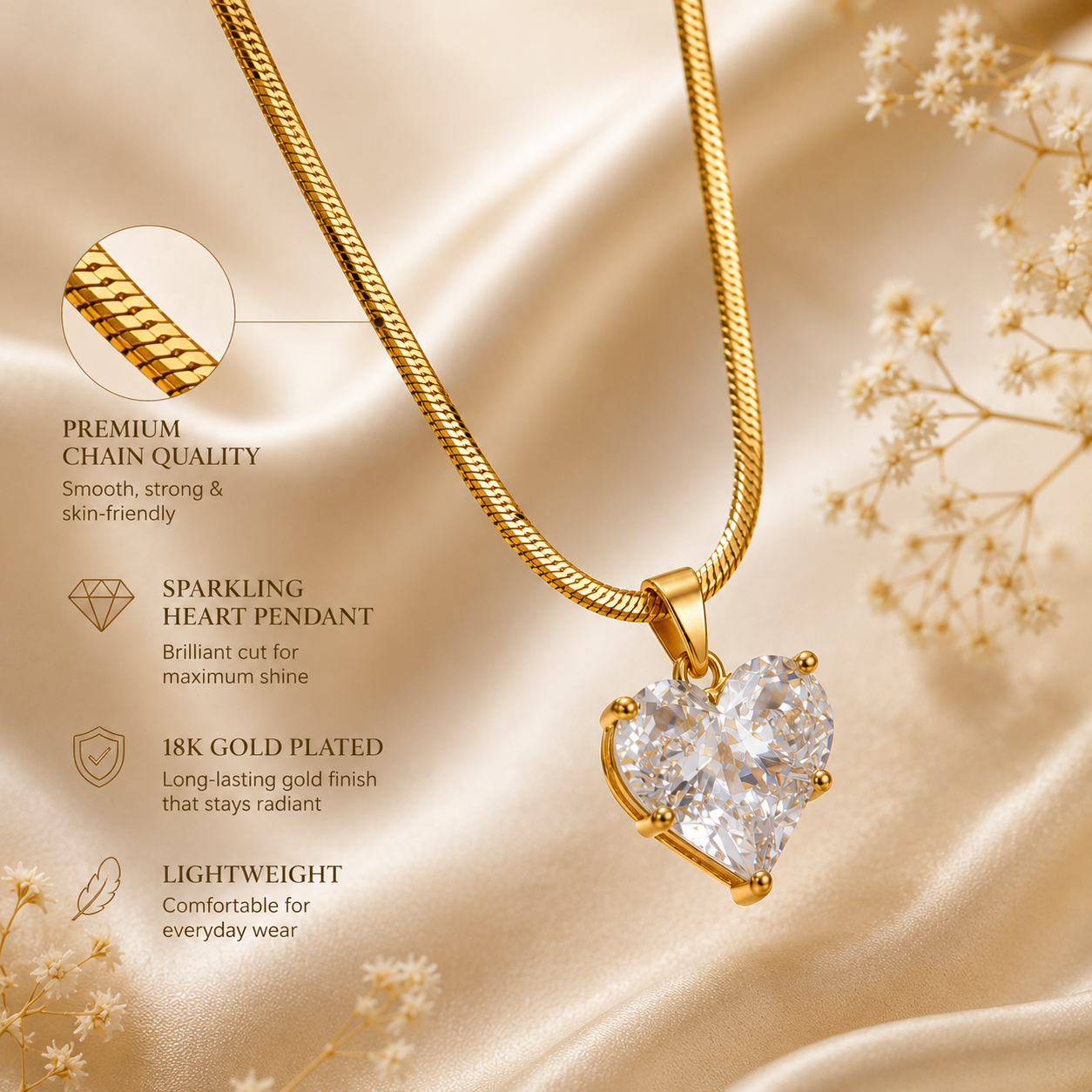 Crystal Heart Pendant Necklace for Women | Elegant Sparkling Jewelry