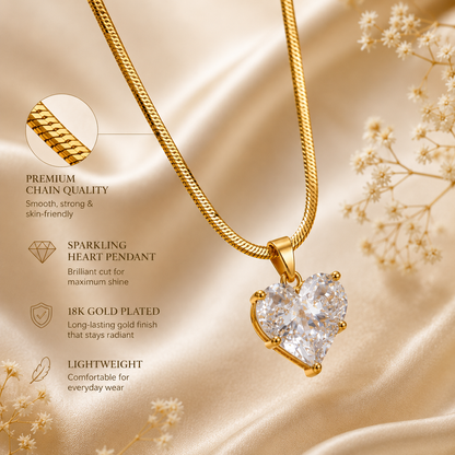Crystal Heart Pendant Necklace for Women | Elegant Sparkling Jewelry