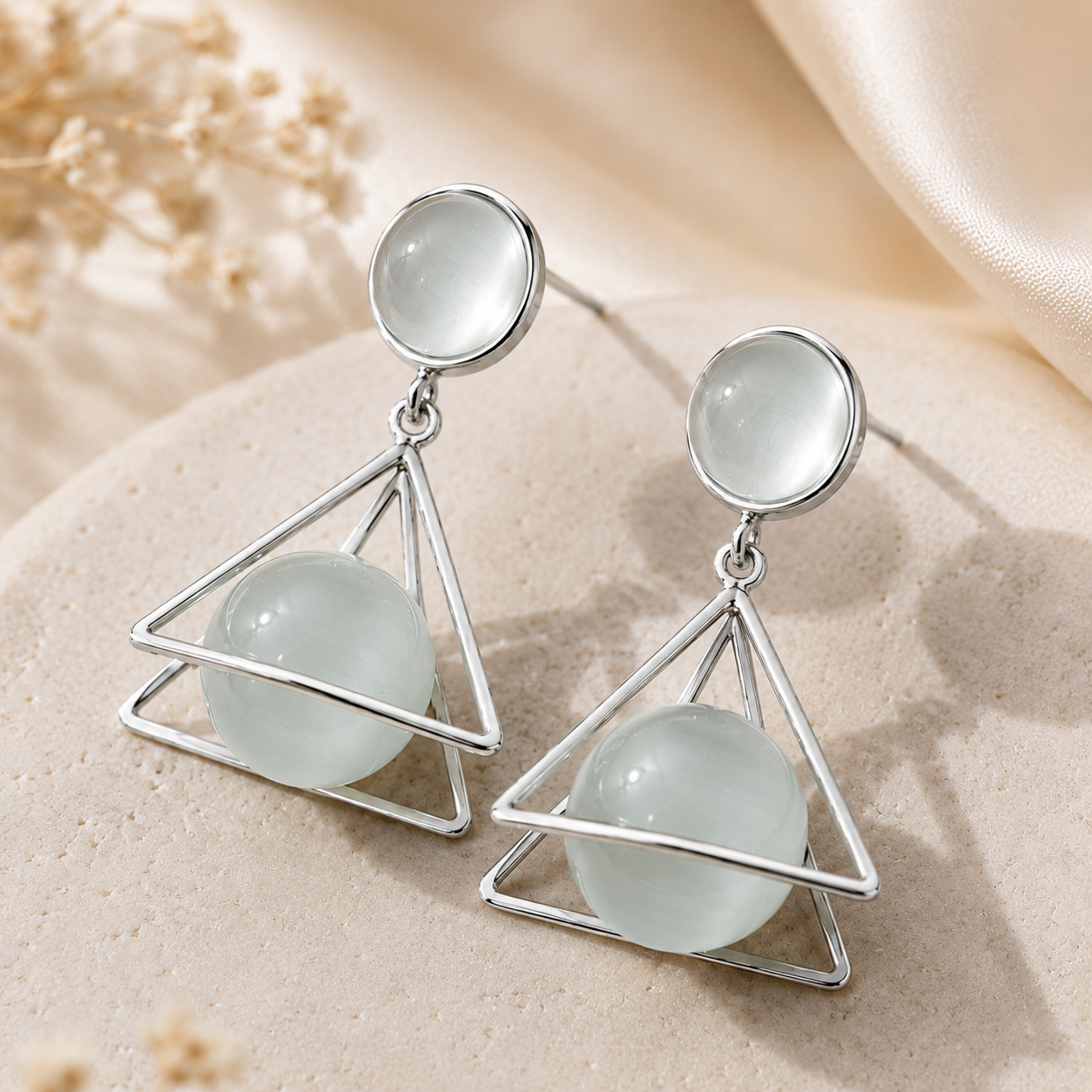 Silver Prism Crystal Earrings – Modern Geometric Jewelry