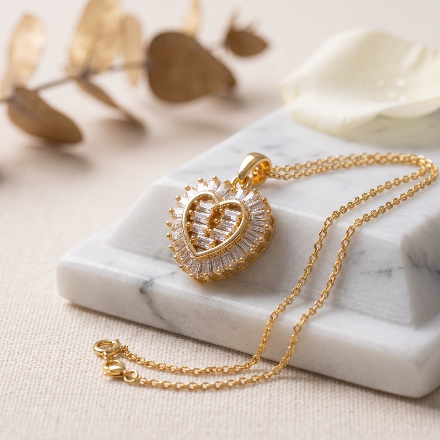 Imperial Heart Drop Pendant | Floral Petal