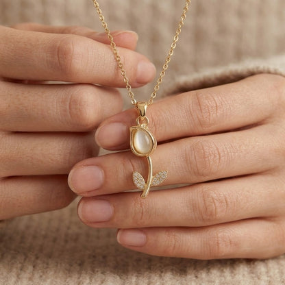 Lumina Gold Tulip Pendant Necklace | Floral Petal