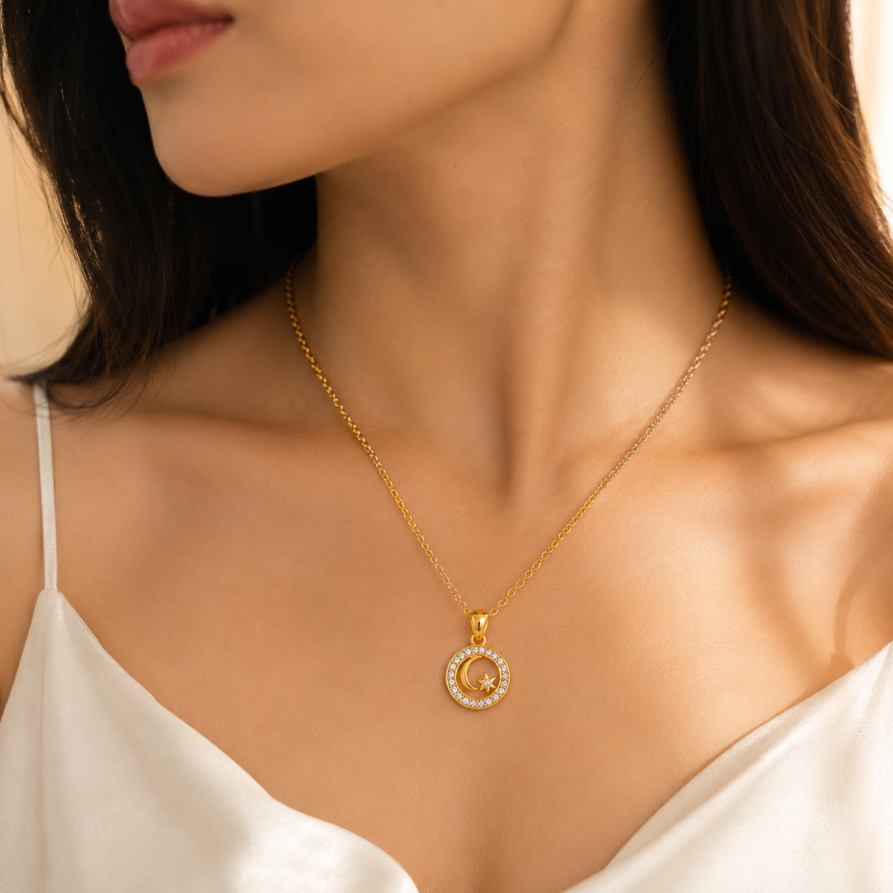 Divine Moon Pendant | Floral Petal