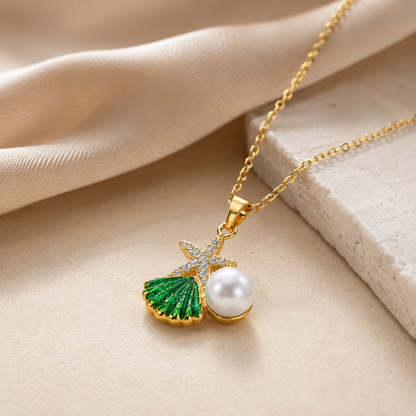 Mermaid Shell Pendant | Floral Petal Beach Necklace