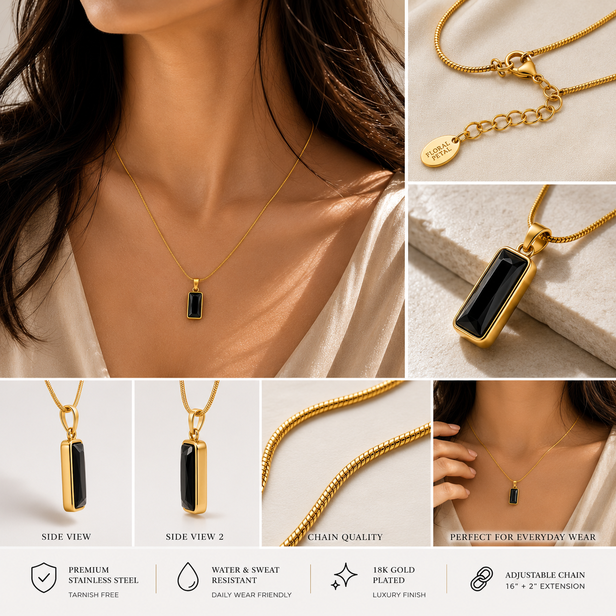 Midnight Bar Pendant Necklace for Women | Elegant Minimalist Jewelry