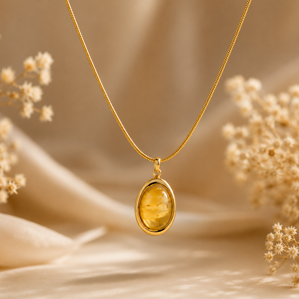 Classic Amber Drop Pendant | Floral Petal
