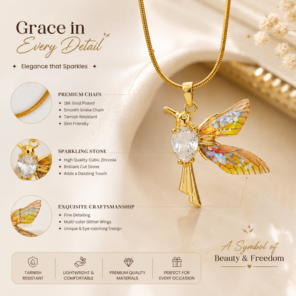 Glitter Wing Bird Pendant Necklace for Women | Elegant Sparkling Jewelry