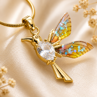 Glitter Wing Bird Pendant Necklace for Women | Elegant Sparkling Jewelry
