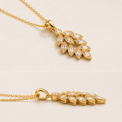 Golden Willow Pendant | Floral Petal Gold Necklace