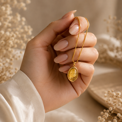 Classic Amber Drop Pendant | Floral Petal