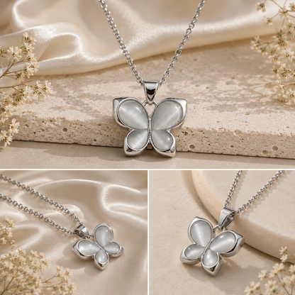 Silver Inlay Butterfly Pendant | Sterling Silver Jewelry