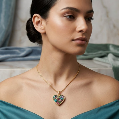 Confetti Glow Heart Pendant | Floral Petal Necklace