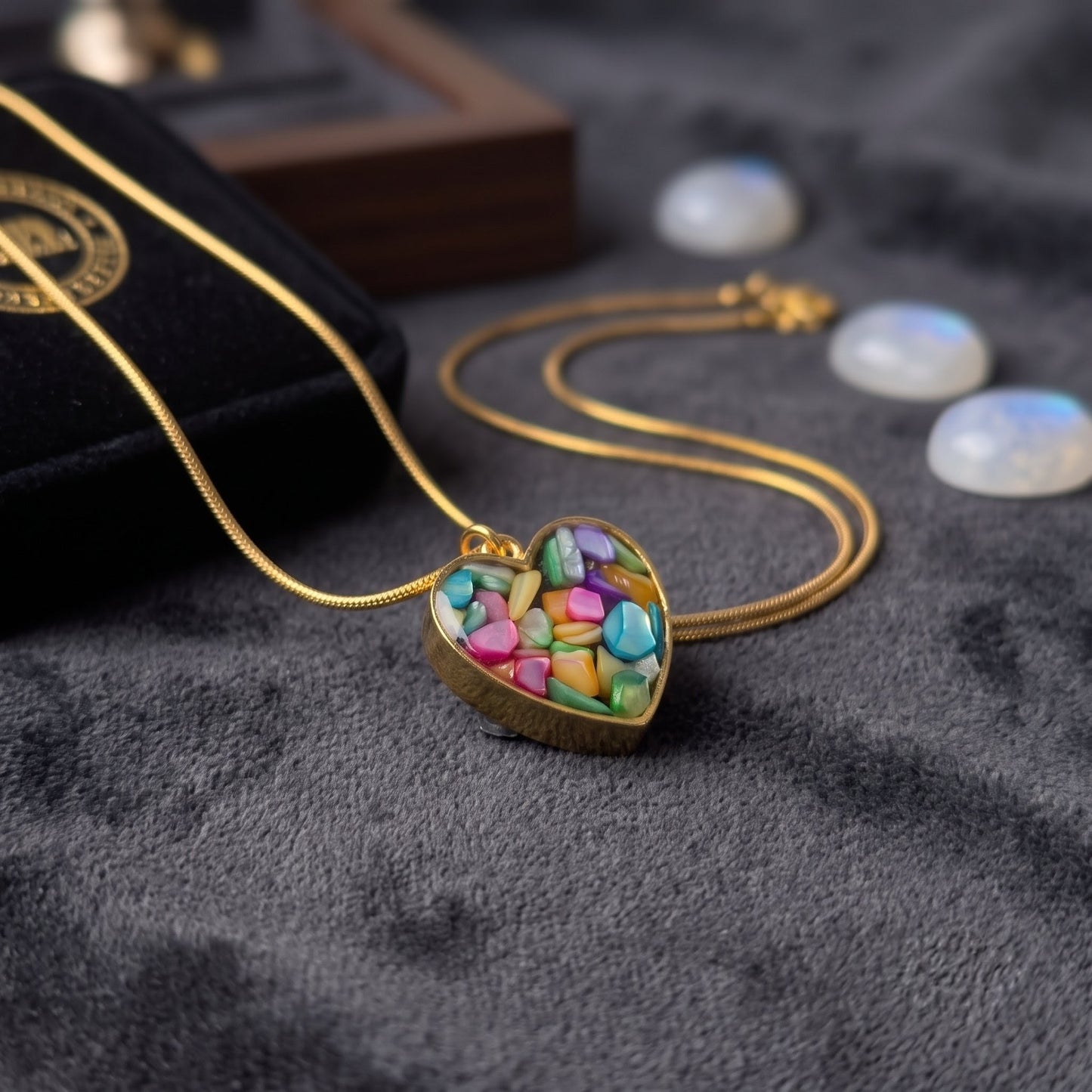 Confetti Glow Heart Pendant | Floral Petal Necklace